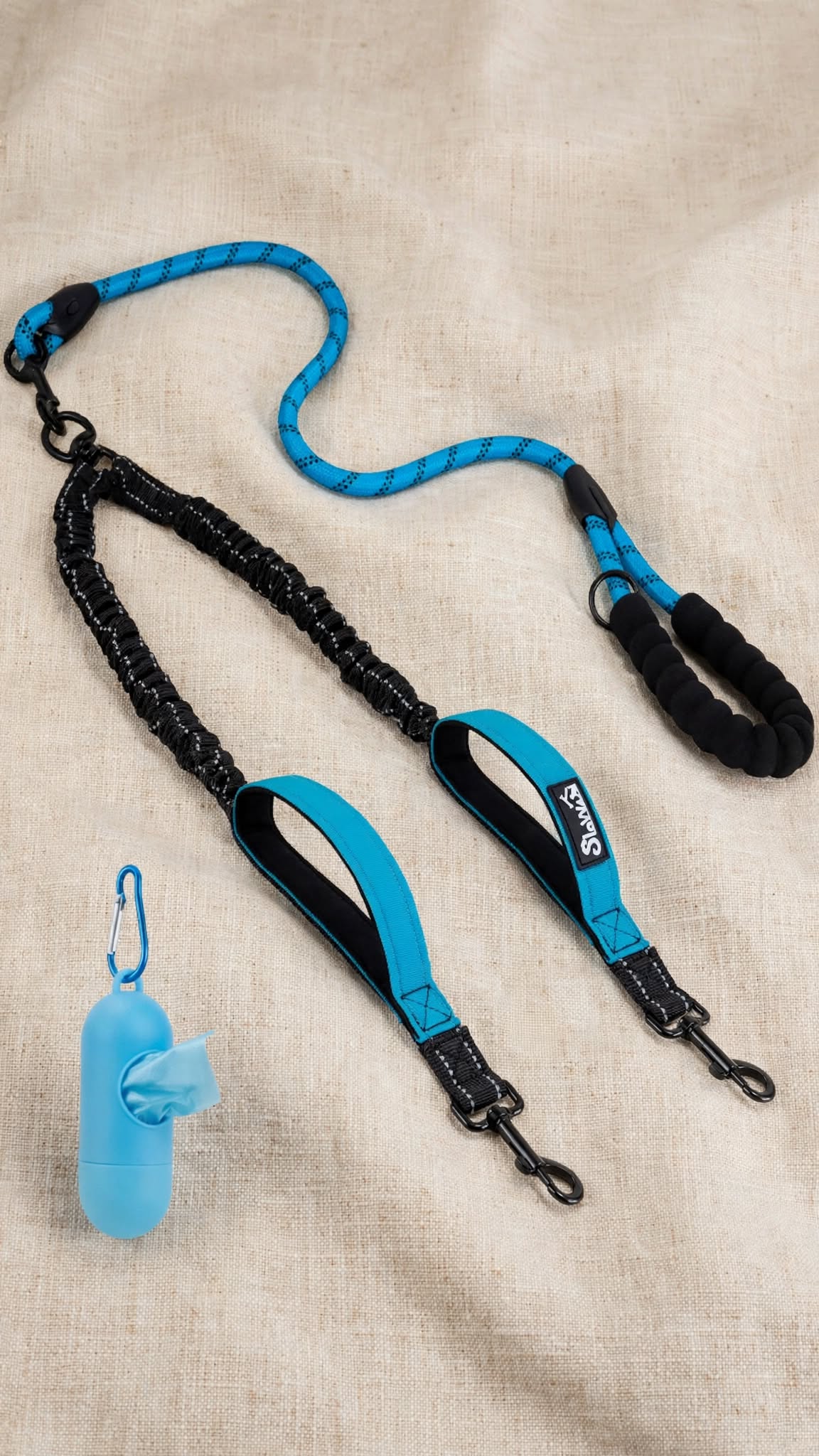Double Dog Leash with Reflective Anti-Tangle Strap