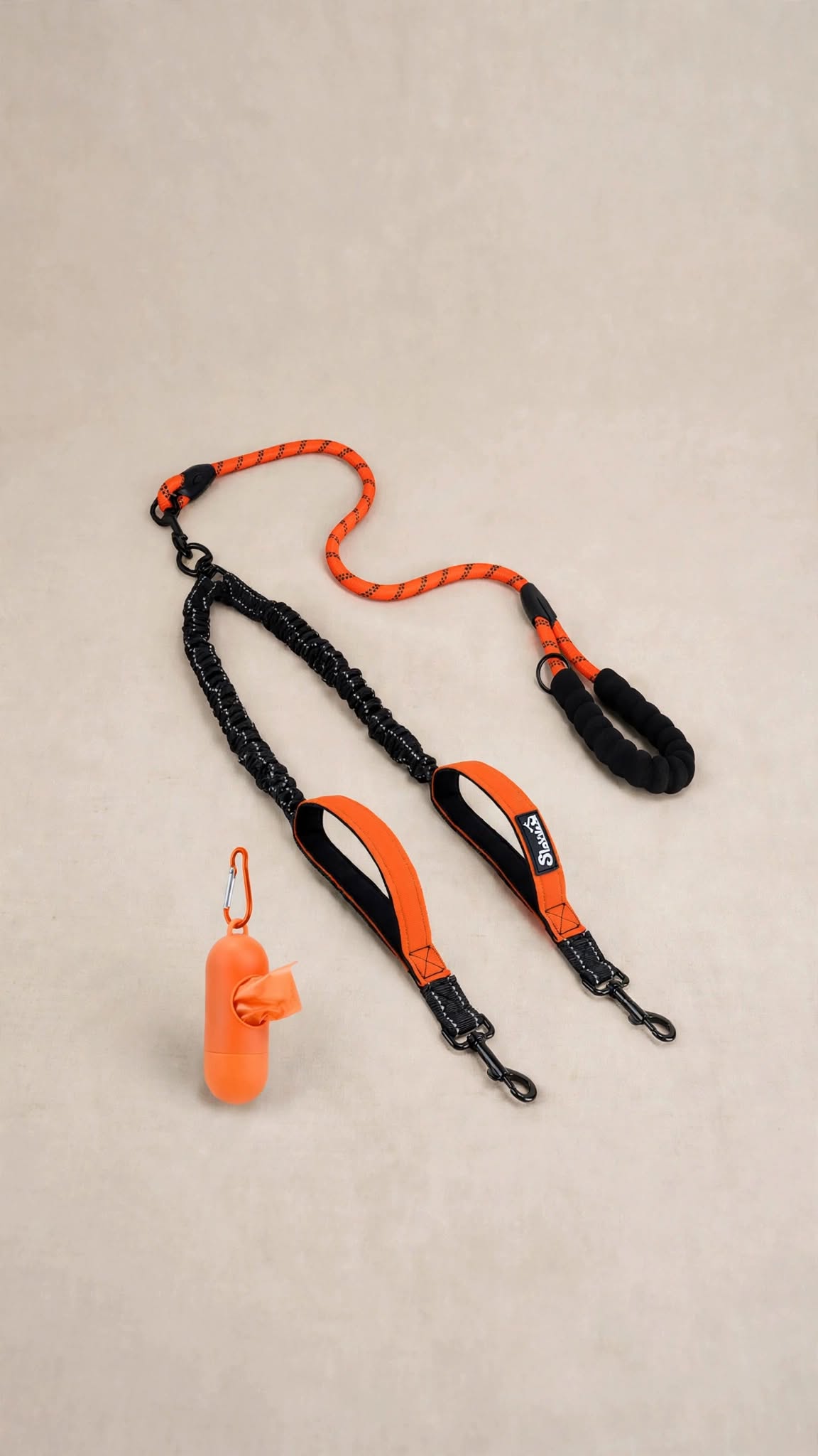 Double Dog Leash with Reflective Anti-Tangle Strap