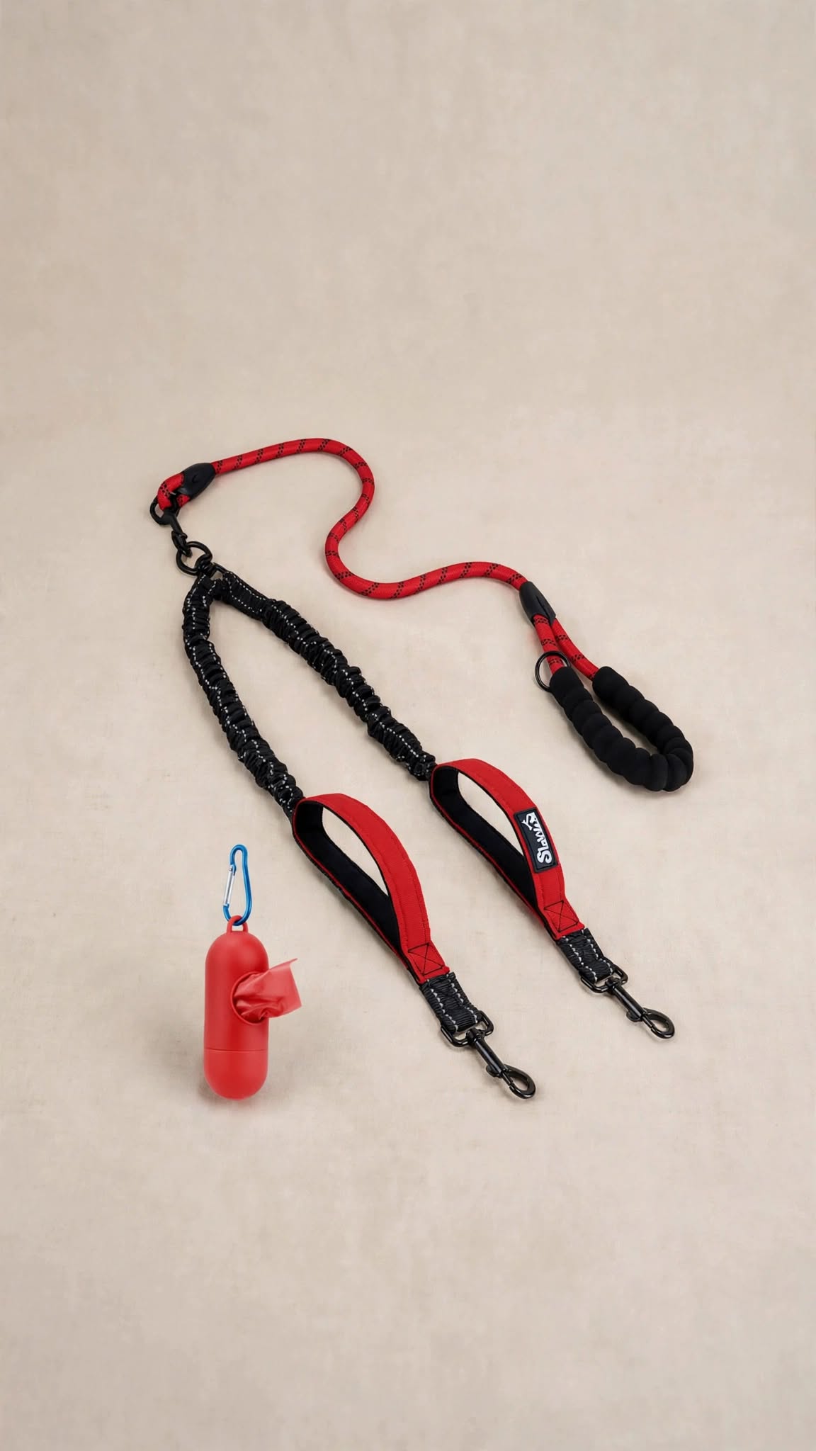 Double Dog Leash with Reflective Anti-Tangle Strap