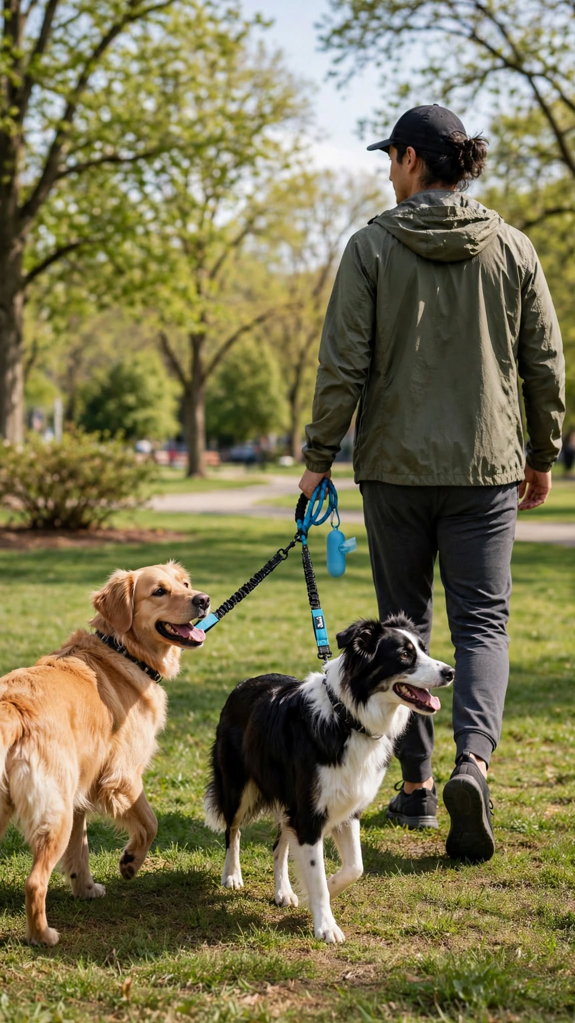 Double Dog Leash with Reflective Anti-Tangle Strap